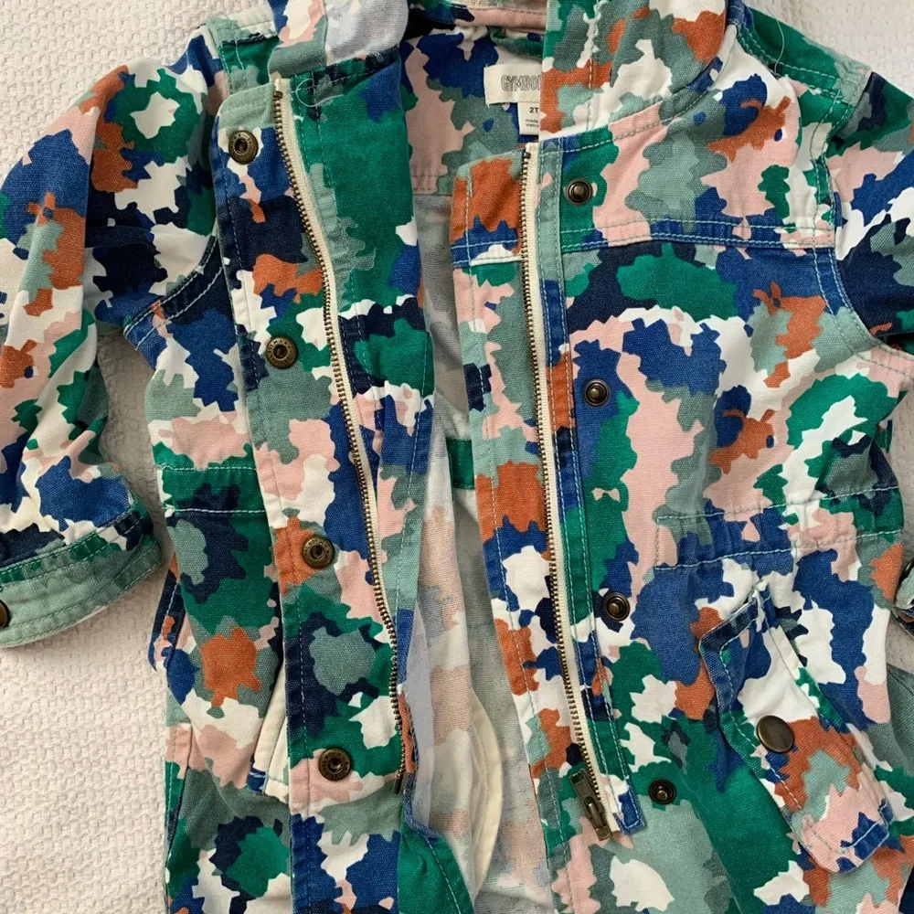 Toddler Girls Gymboree Hooded Lightweight Pink Blue Camo Coat Jacket Size 2T